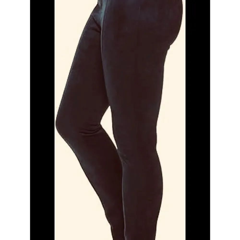 Andrew Marc Faux Suede Pull On Pants navy blue stretch front seam size small
